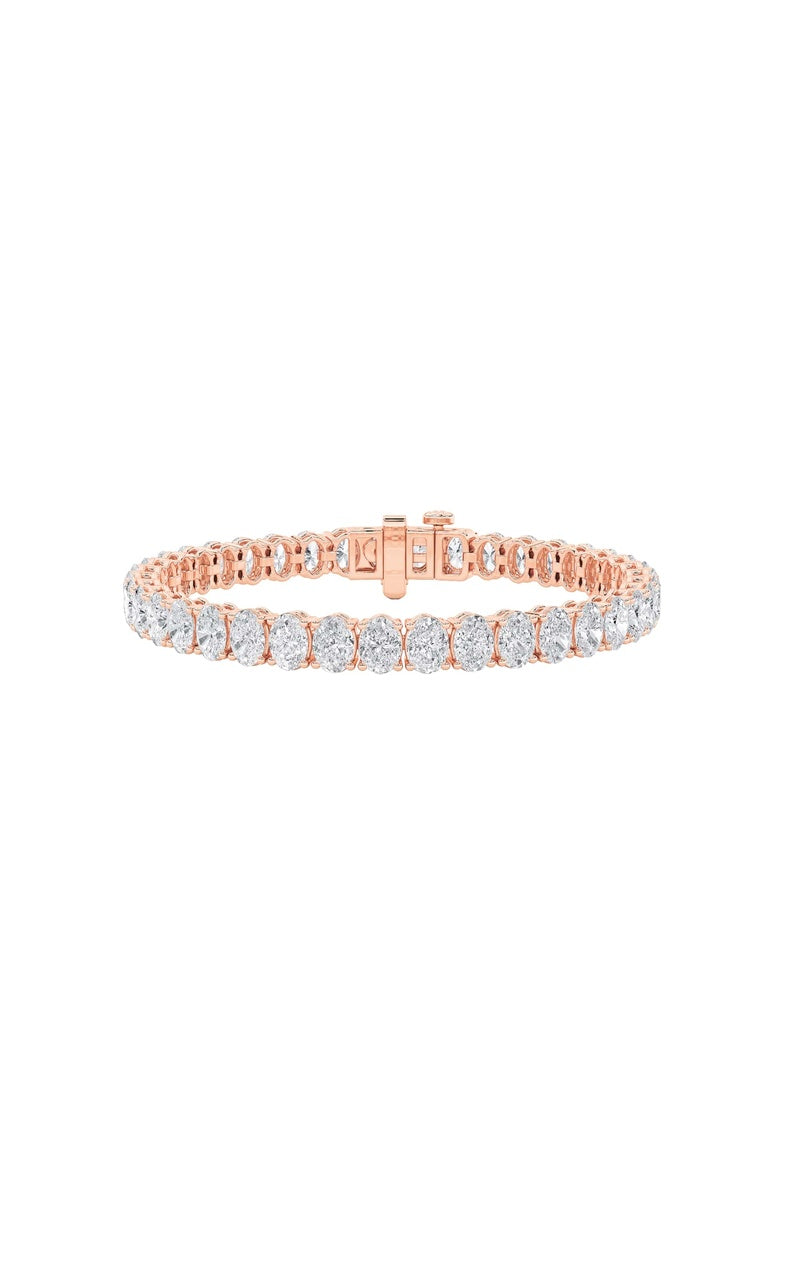 16.5Cttw Oval Shaped Lab Grown Diamond (F/VS) East West Line Bracelet in 14K Gold