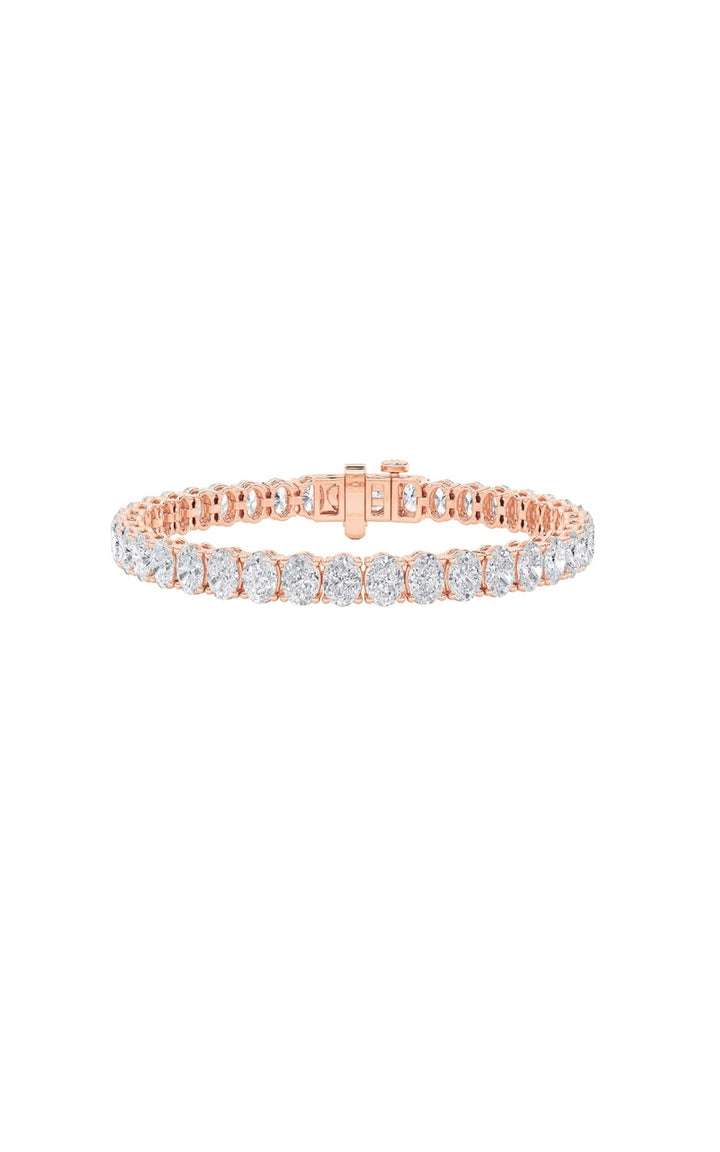 16.5Cttw Oval Shaped Lab Grown Diamond (F/VS) East West Line Bracelet in 14K Gold