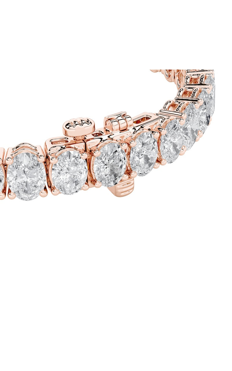 16.5Cttw Oval Shaped Lab Grown Diamond (F/VS) East West Line Bracelet in 14K Gold