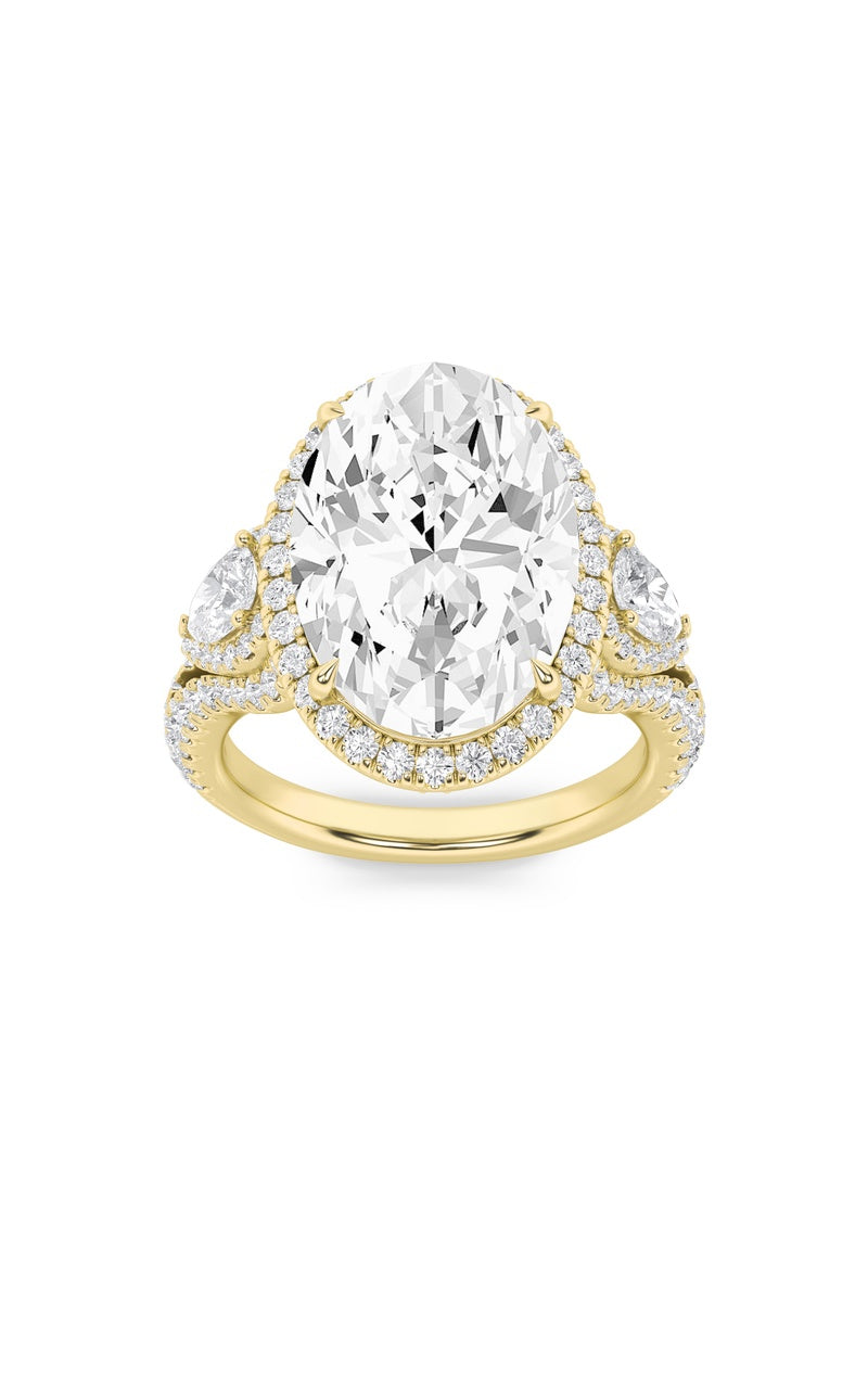 7.25Cttw Oval Shaped Lab Grown Diamond (F/VS) Bold Accented Engagement Ring in 14K Gold