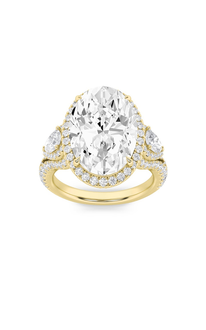 7.25Cttw Oval Shaped Lab Grown Diamond (F/VS) Bold Accented Engagement Ring in 14K Gold