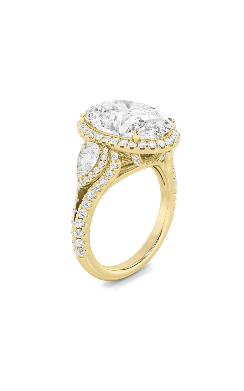 7.25Cttw Oval Shaped Lab Grown Diamond (F/VS) Bold Accented Engagement Ring in 14K Gold