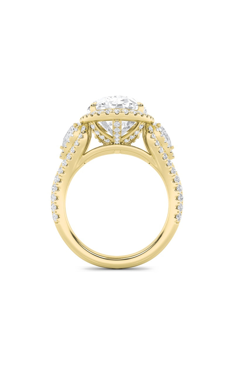 7.25Cttw Oval Shaped Lab Grown Diamond (F/VS) Bold Accented Engagement Ring in 14K Gold