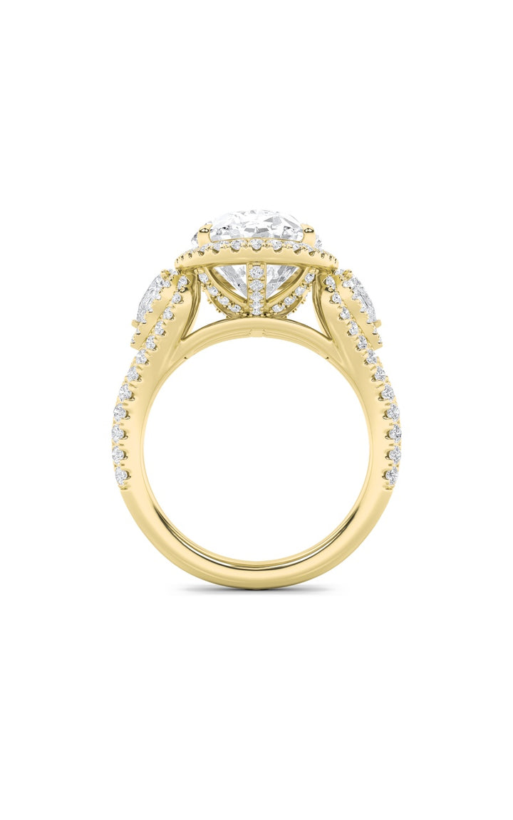 7.25Cttw Oval Shaped Lab Grown Diamond (F/VS) Bold Accented Engagement Ring in 14K Gold