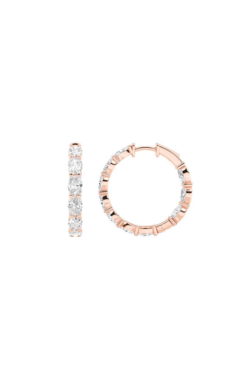 4Cttw Oval Shaped Lab Grown Diamond Inside Out Hoop Earrings in 14K Gold (F/VS)