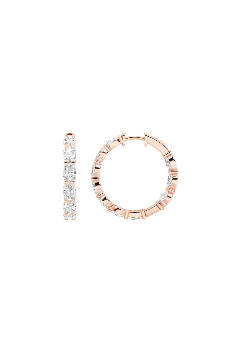 4Cttw Oval Shaped Lab Grown Diamond Inside Out Hoop Earrings in 14K Gold (F/VS)