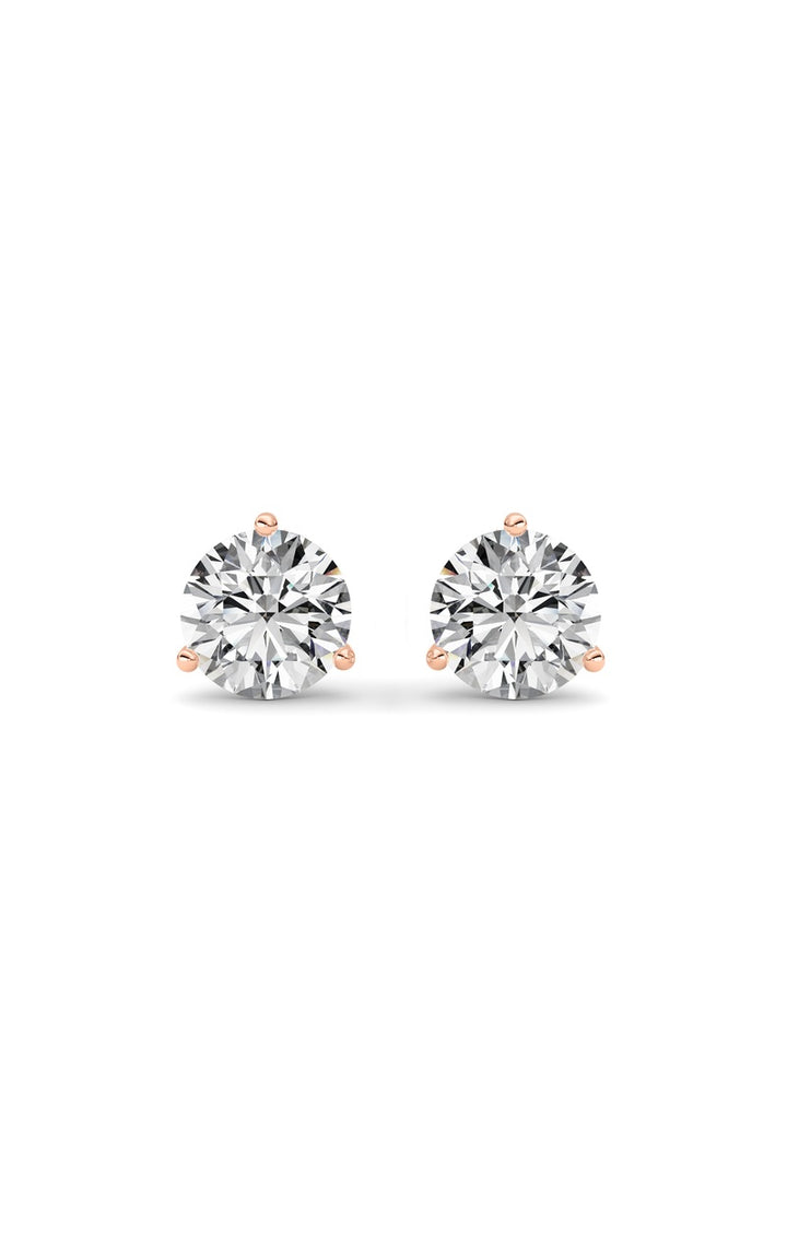 3.5Cttw Round Shaped Lab Grown Diamond (G/VS) Three Prong Martini Stud Earrings in 14K White Gold