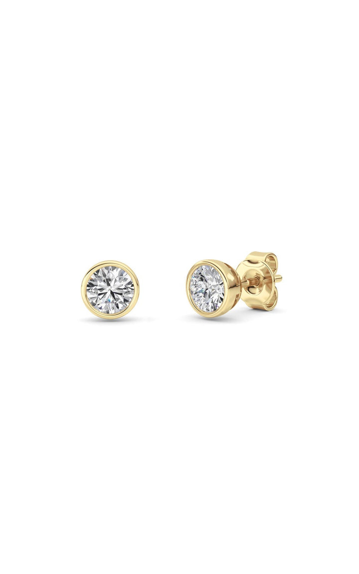 1Cttw Round Shaped Lab Grown Diamond (F/VS) BezelSet Earrings in 14K Gold