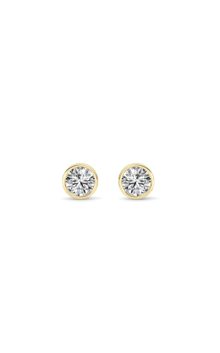 1Cttw Round Shaped Lab Grown Diamond (F/VS) BezelSet Earrings in 14K Gold
