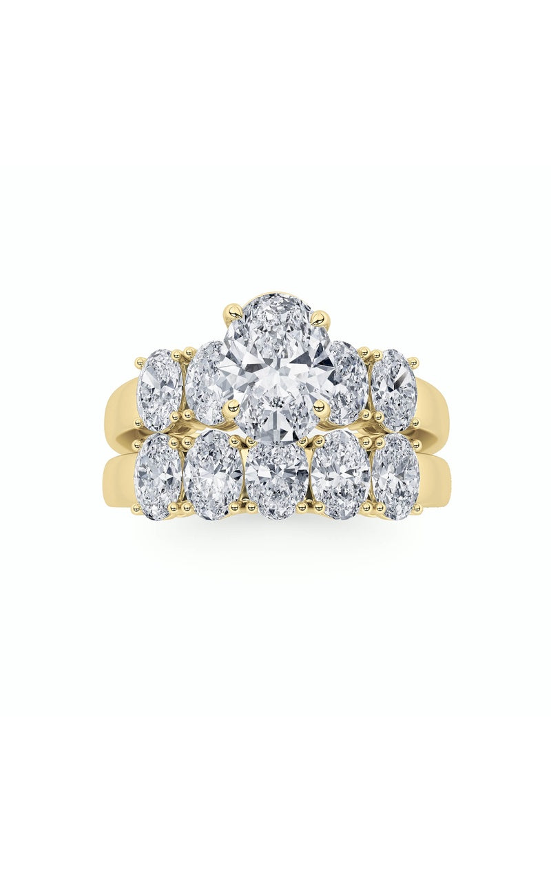 2.5Cttw Oval Shaped Lab Grown Diamond (G/VS) Bridal Set with Matching Band and  Ring in 14K Gold