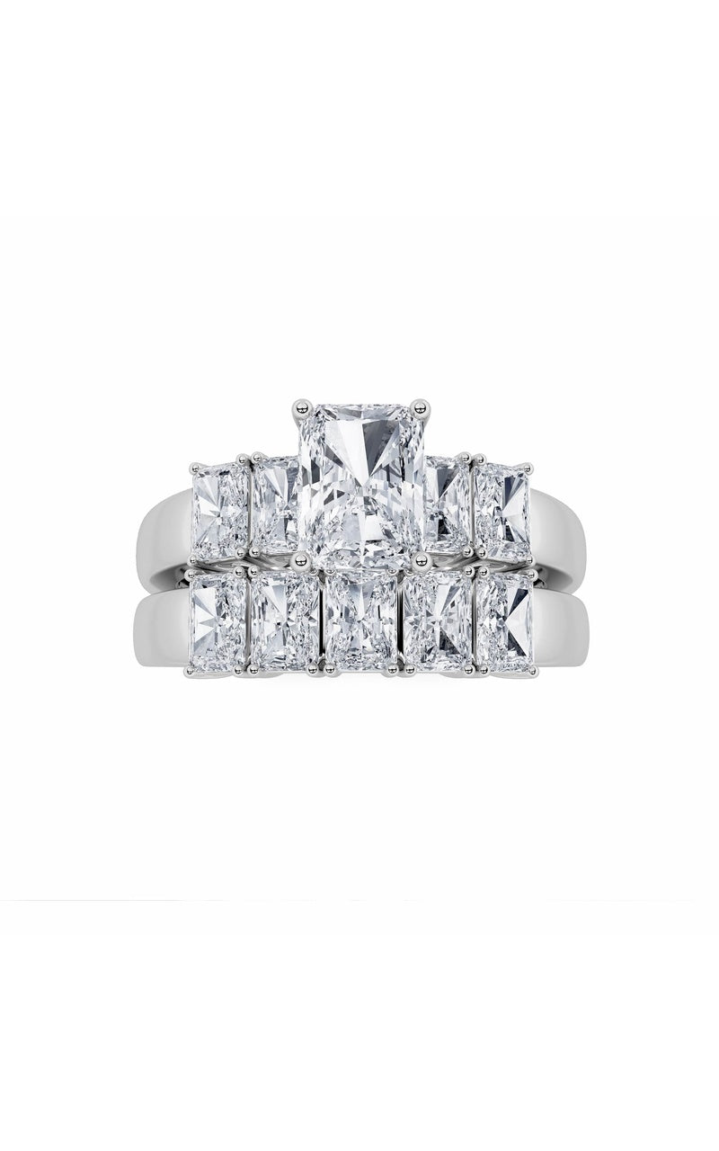 2.5Cttw Radiant Shaped Lab Grown Diamond (G/VS) Bridal Set with Matching Band and  Ring in 14K Gold