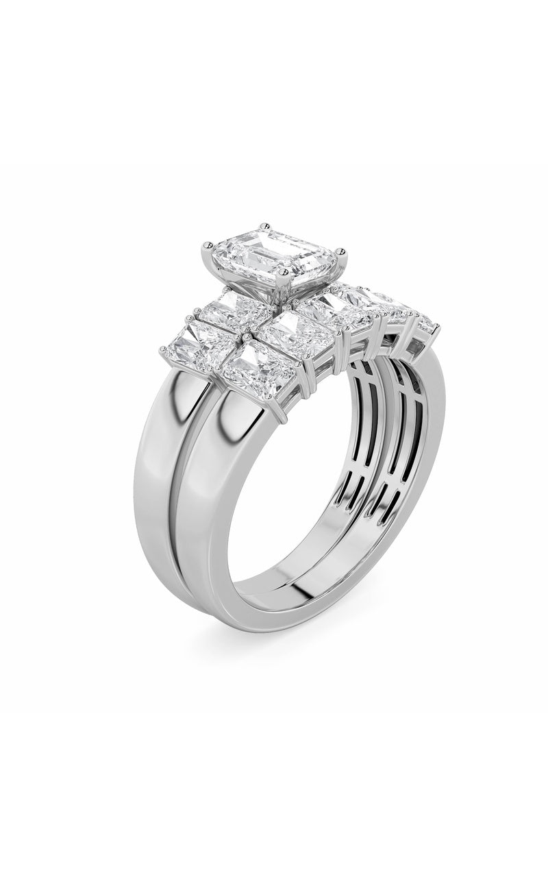 2.5Cttw Radiant Shaped Lab Grown Diamond (G/VS) Bridal Set with Matching Band and  Ring in 14K Gold
