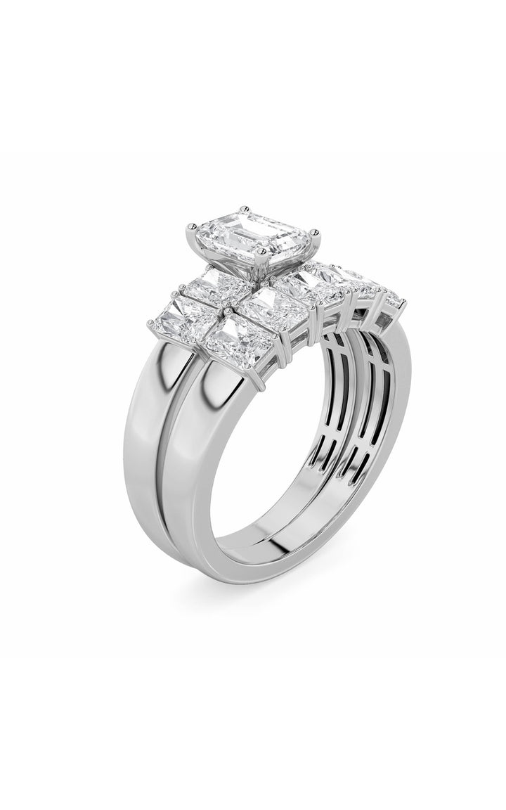 2.5Cttw Radiant Shaped Lab Grown Diamond (G/VS) Bridal Set with Matching Band and  Ring in 14K Gold