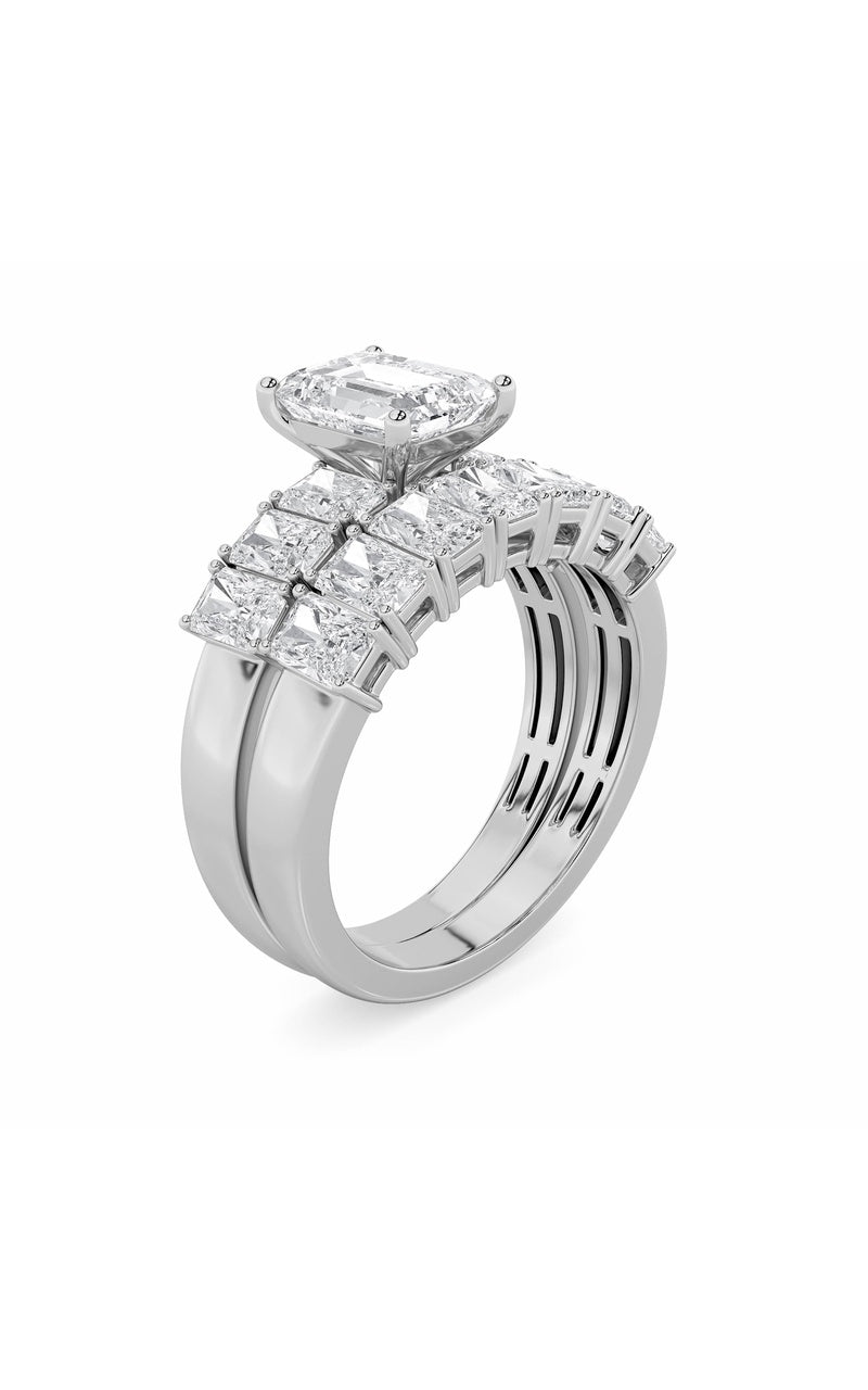 3.5Cttw Radiant Shaped Lab Grown Diamond (G/VS) Bridal Set with Matching Band and  Ring in 14K Gold