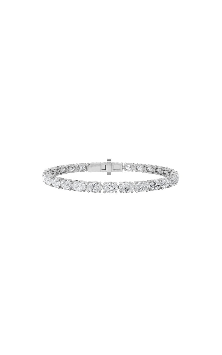 7CTW Oval Shaped Lab Grown Diamond (F/VS) Bracelet in 14K White Gold