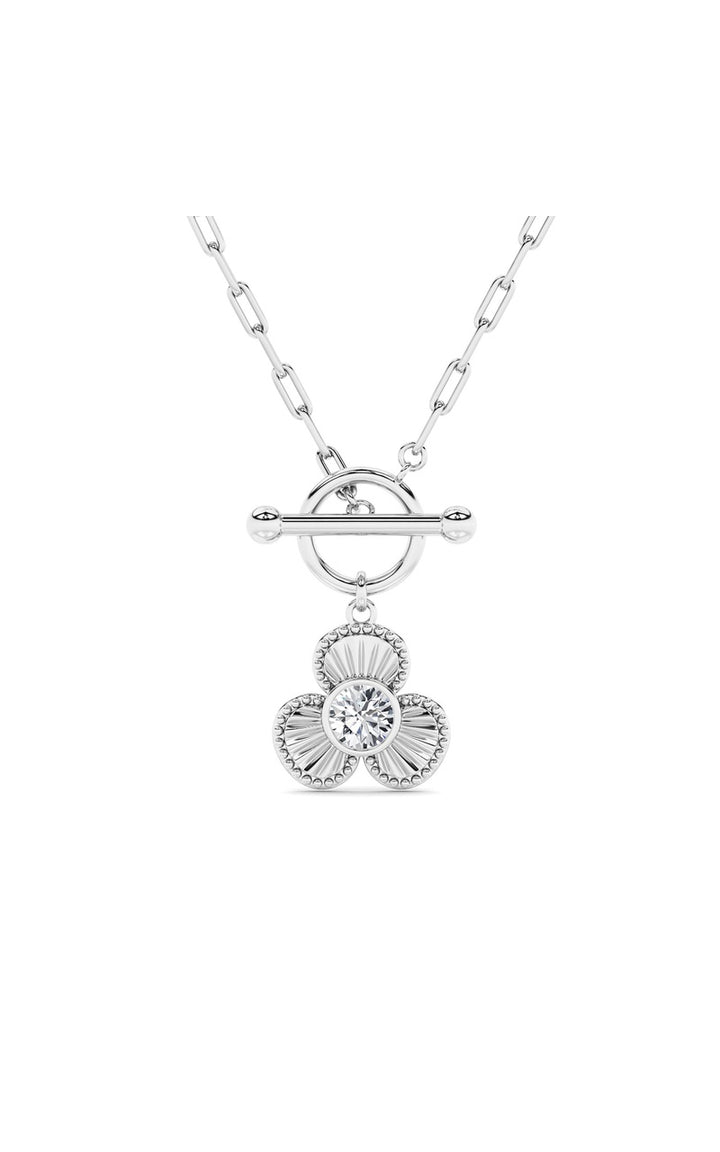 1CTW Round Shaped Lab Grown Diamond (F/VS) Necklace in 14K White Gold