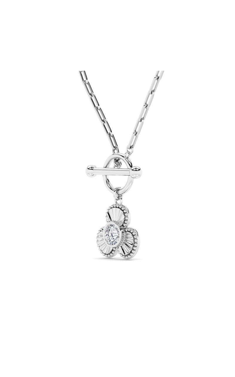 1CTW Round Shaped Lab Grown Diamond (F/VS) Necklace in 14K White Gold