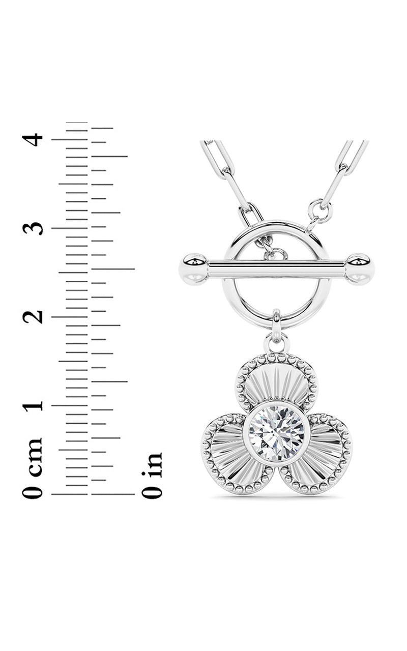 1CTW Round Shaped Lab Grown Diamond (F/VS) Necklace in 14K White Gold