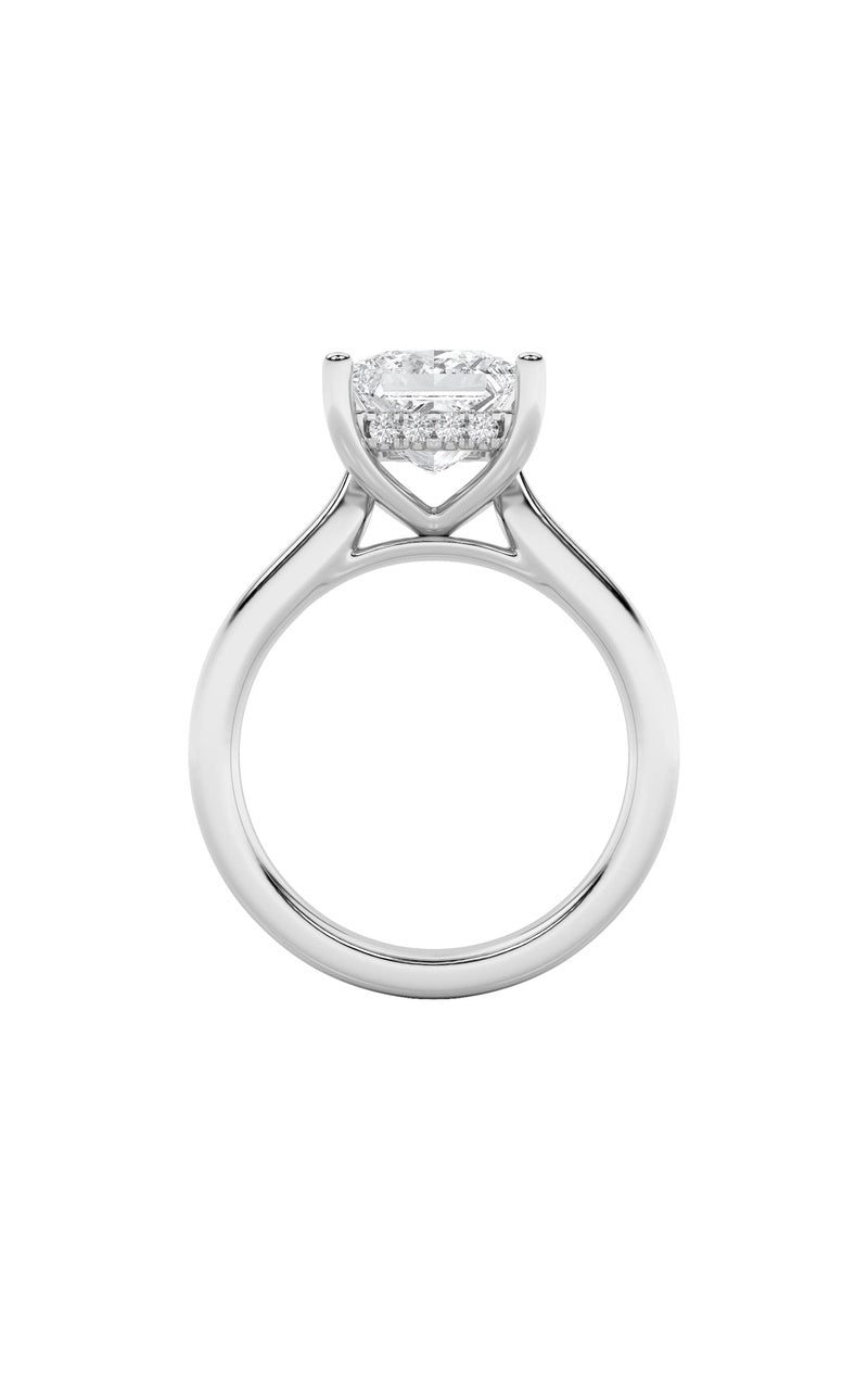 4CTW Princess Shaped Lab Grown Diamond (F/VS) Ring in 14K White Gold