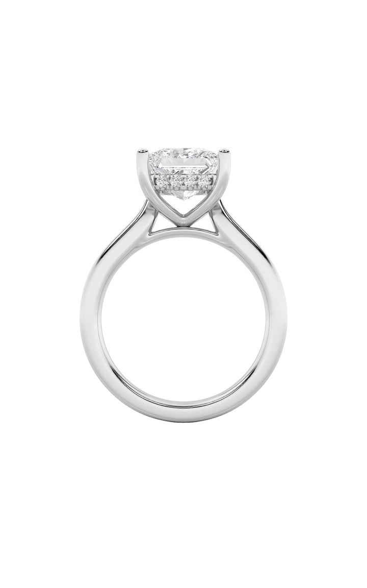4CTW Princess Shaped Lab Grown Diamond (F/VS) Ring in 14K White Gold