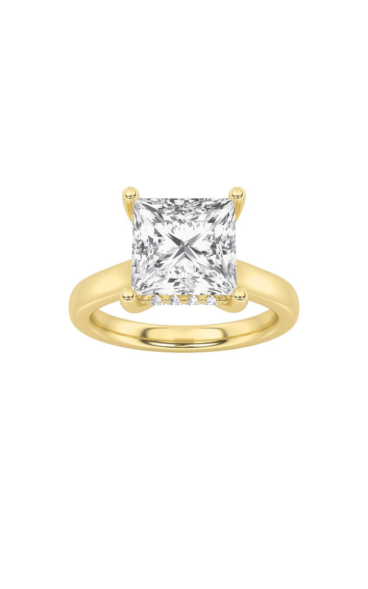 4CTW Princess Shaped Lab Grown Diamond (F/VS) Ring in 14K White Gold