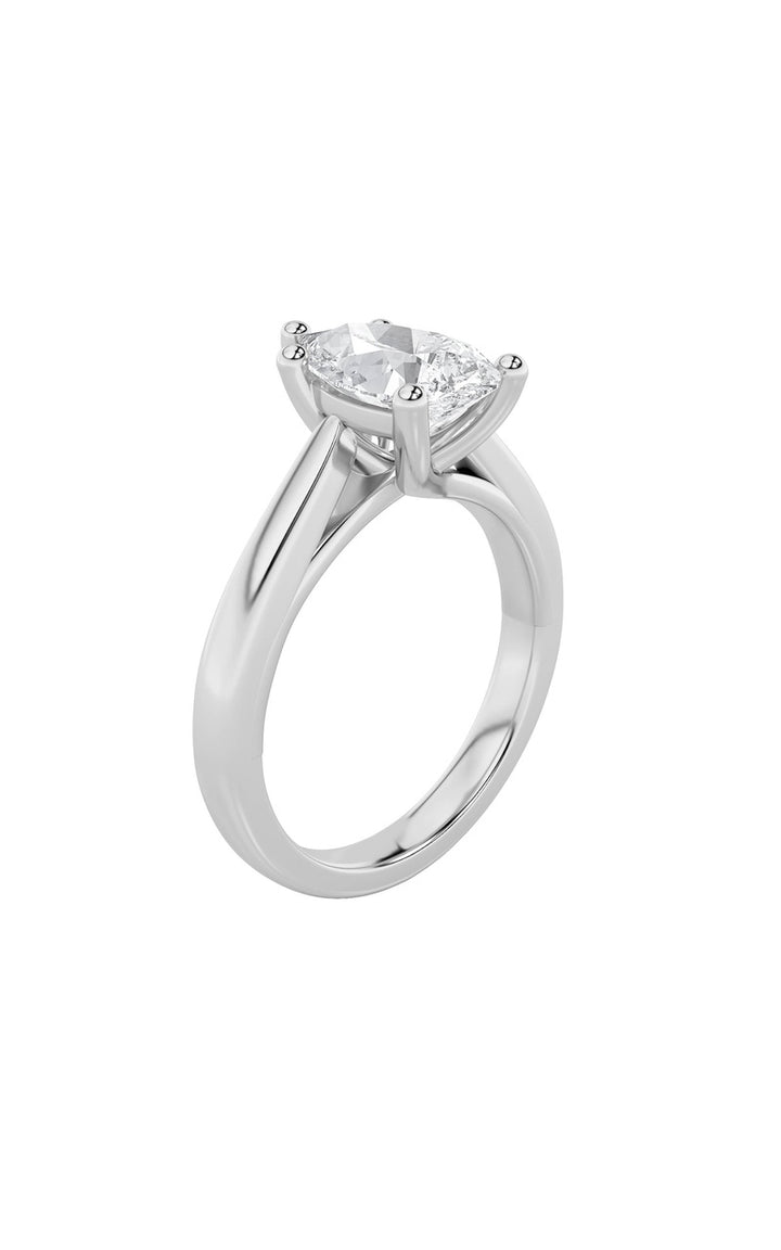 3CTW Pear Shaped Lab Grown Diamond (F/VS) Ring in 14K White Gold