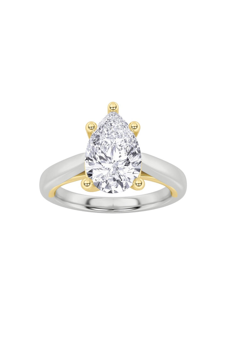 3CTW Pear Shaped Lab Grown Diamond (F/VS) Ring in 14K White Gold