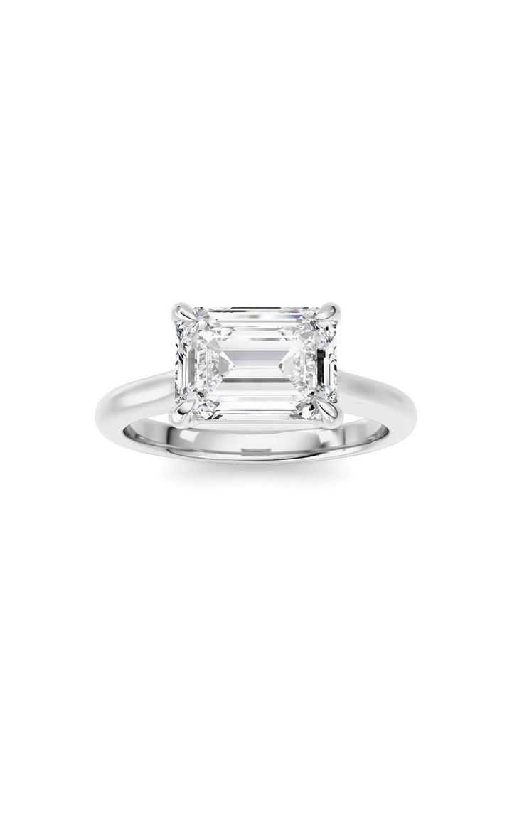 2CTW Emerald Shaped Lab Grown Diamond (F/VS) Ring in 14K White Gold