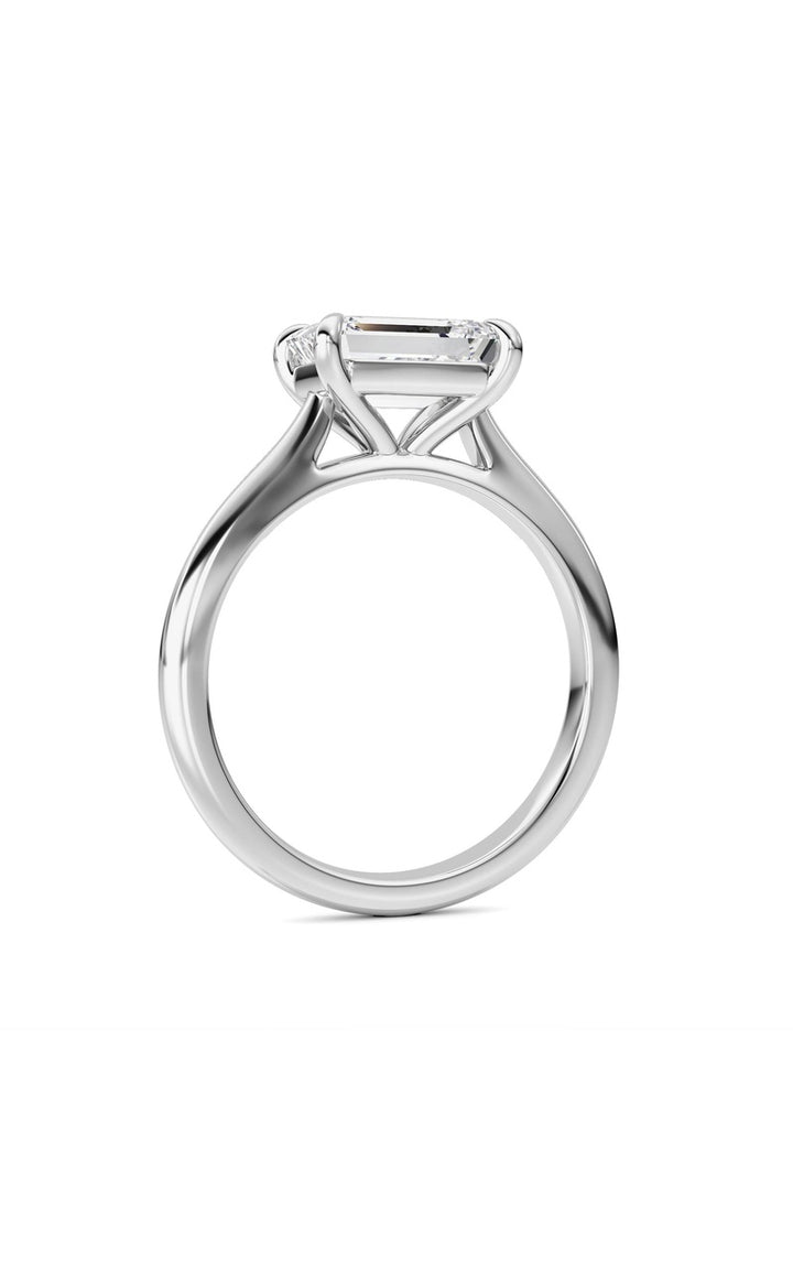 2CTW Emerald Shaped Lab Grown Diamond (F/VS) Ring in 14K White Gold