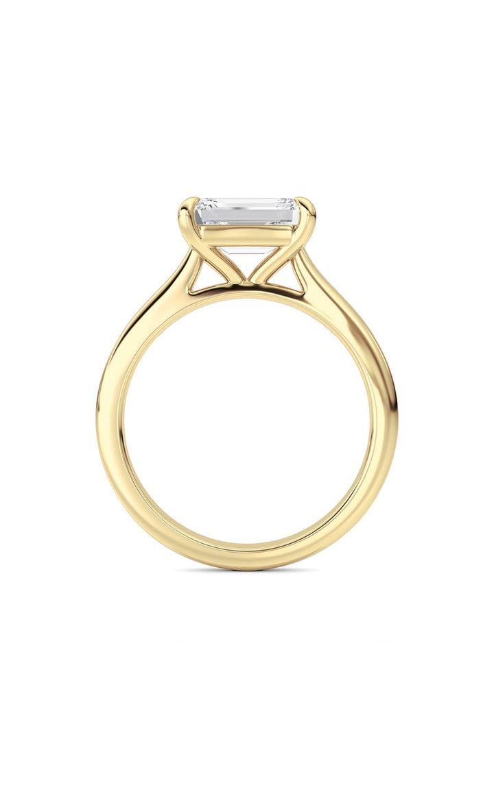2CTW Emerald Shaped Lab Grown Diamond (F/VS) Ring in 14K White Gold