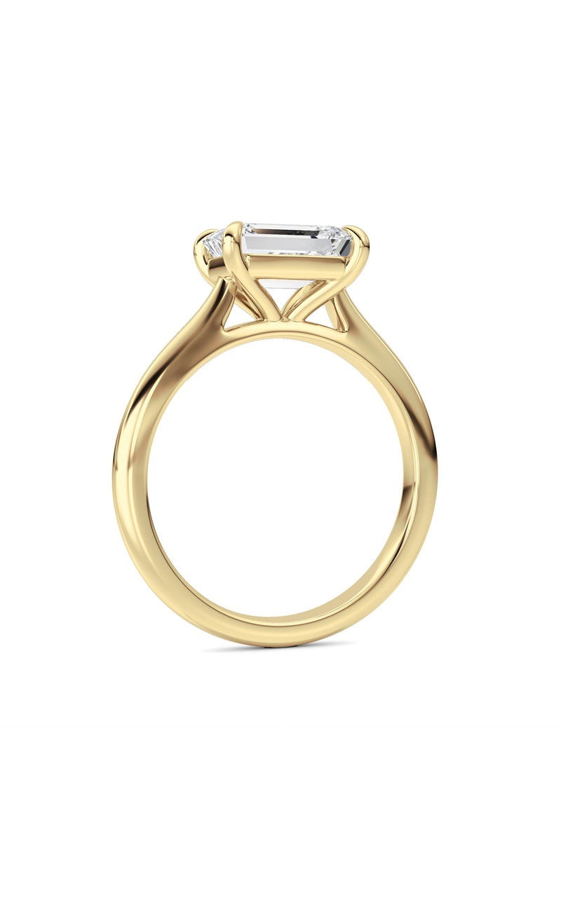 2CTW Emerald Shaped Lab Grown Diamond (F/VS) Ring in 14K White Gold