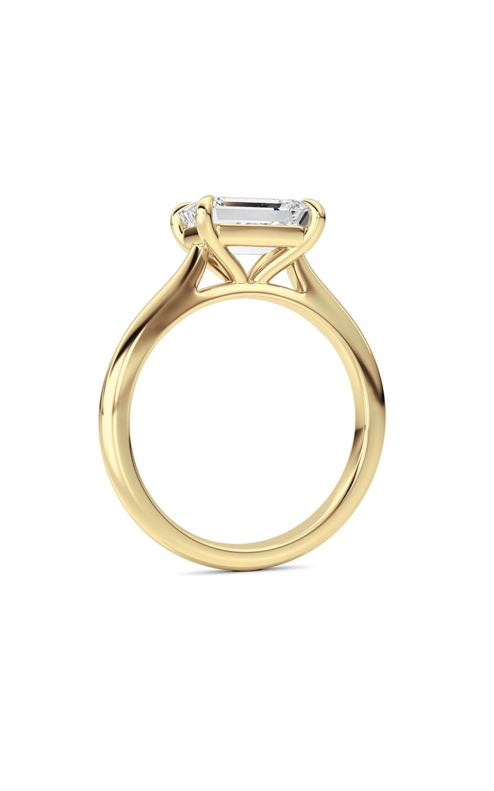 2CTW Emerald Shaped Lab Grown Diamond (F/VS) Ring in 14K White Gold