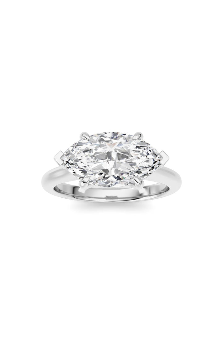 2CTW Marquise Shaped Lab Grown Diamond (F/VS) Ring in 14K White Gold