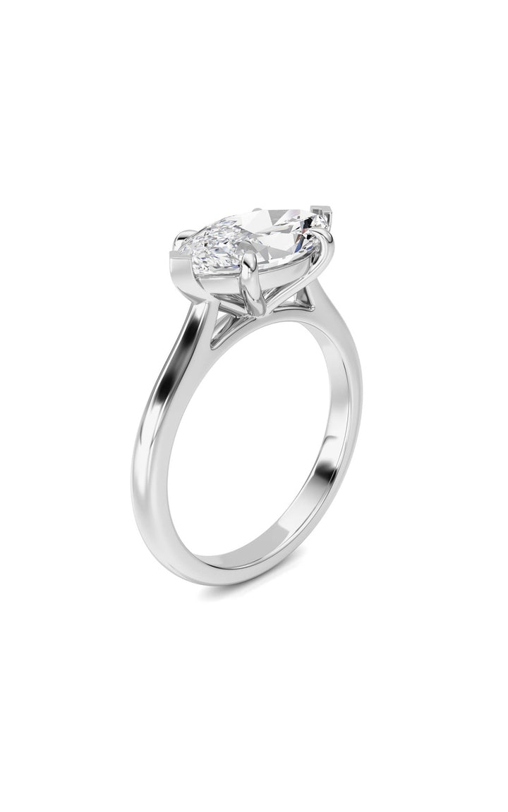 2CTW Marquise Shaped Lab Grown Diamond (F/VS) Ring in 14K White Gold