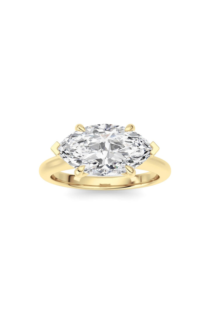 2CTW Marquise Shaped Lab Grown Diamond (F/VS) Ring in 14K White Gold