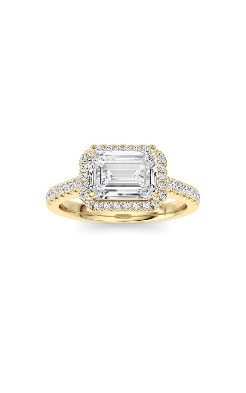 2CTW Emerald Shaped Lab Grown Diamond (F/VS) Ring in 14K White Gold