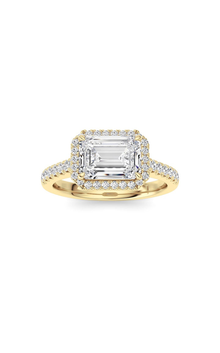 2CTW Emerald Shaped Lab Grown Diamond (F/VS) Ring in 14K White Gold