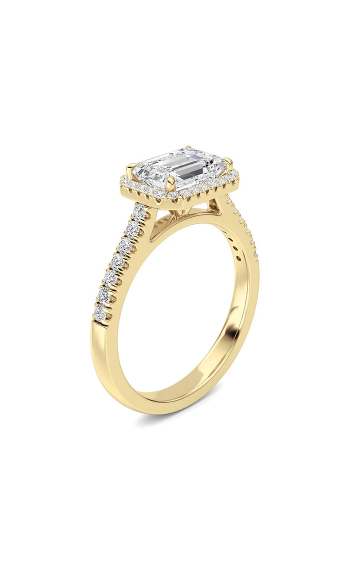 2CTW Emerald Shaped Lab Grown Diamond (F/VS) Ring in 14K White Gold