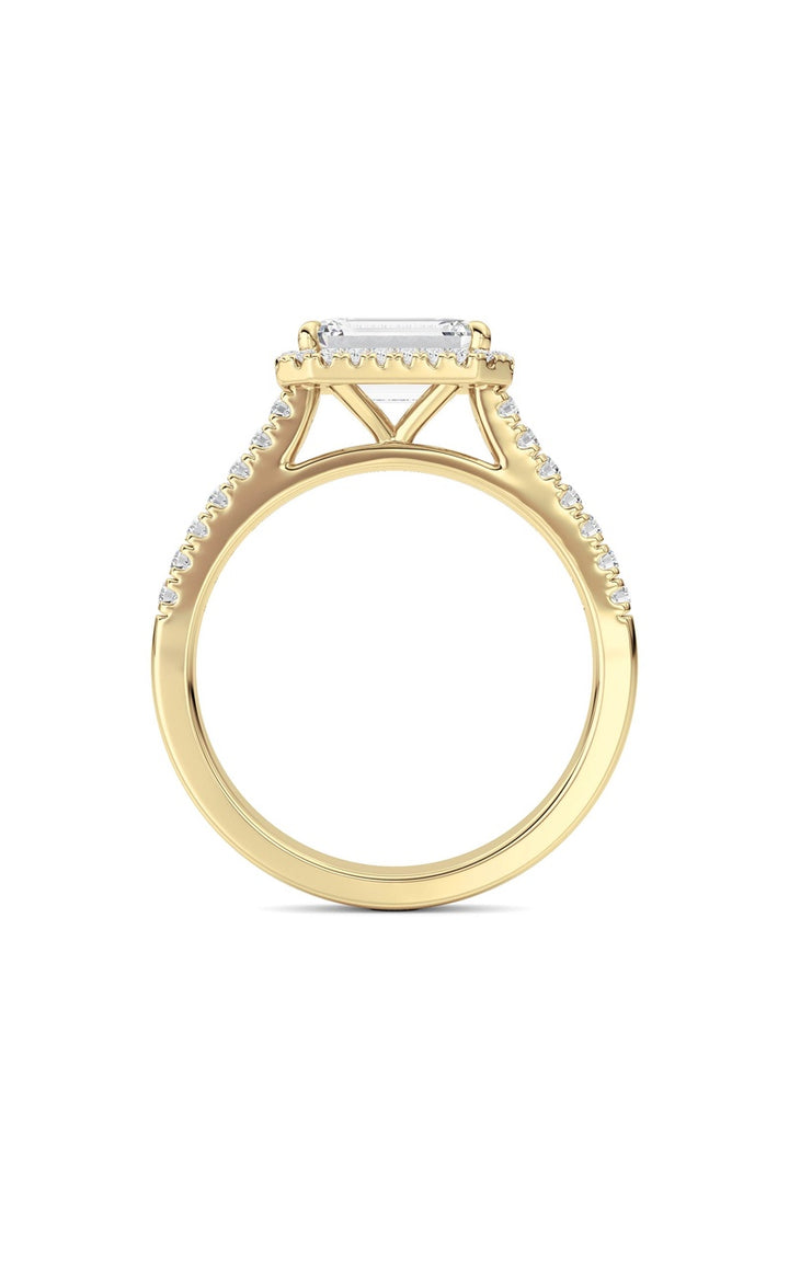 2CTW Emerald Shaped Lab Grown Diamond (F/VS) Ring in 14K White Gold