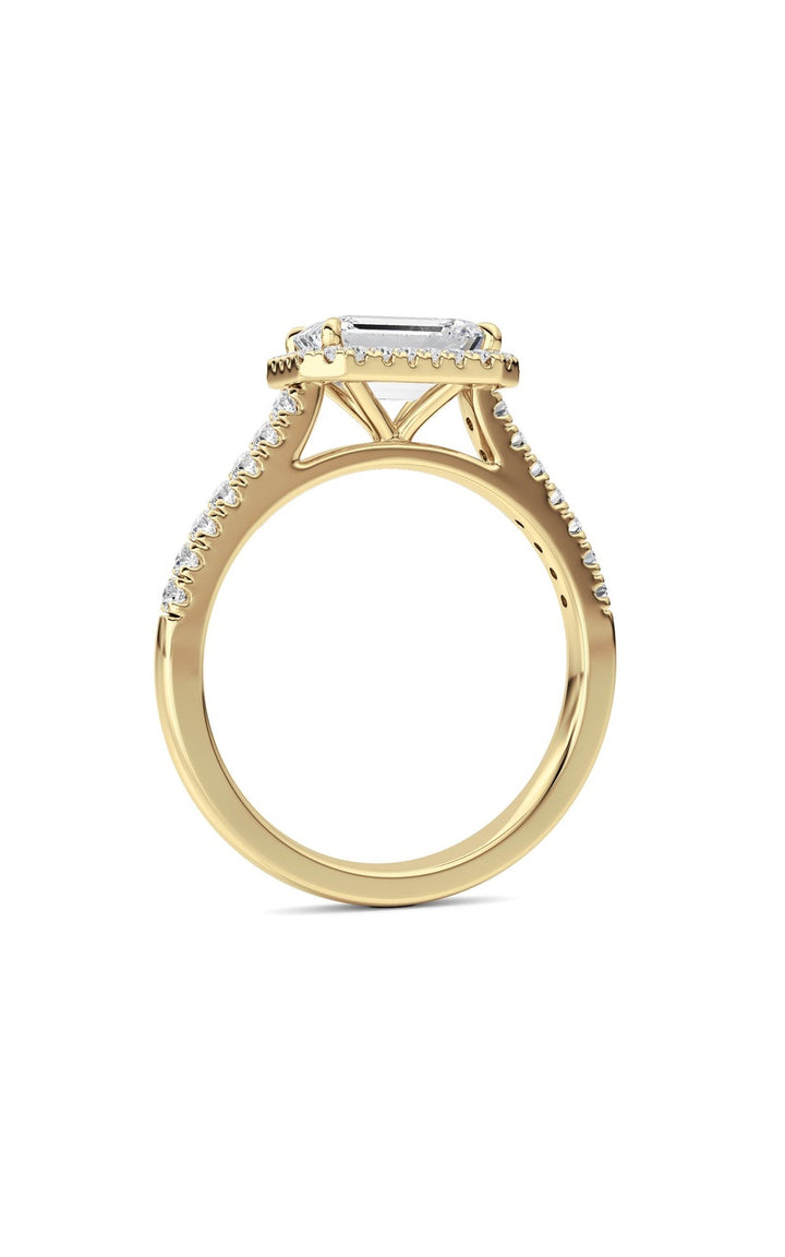 2CTW Emerald Shaped Lab Grown Diamond (F/VS) Ring in 14K White Gold