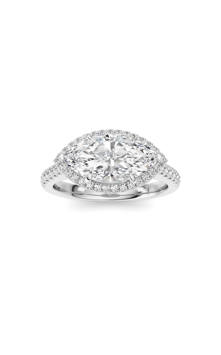 2CTW Marquise Shaped Lab Grown Diamond (F/VS) Ring in 14K White Gold