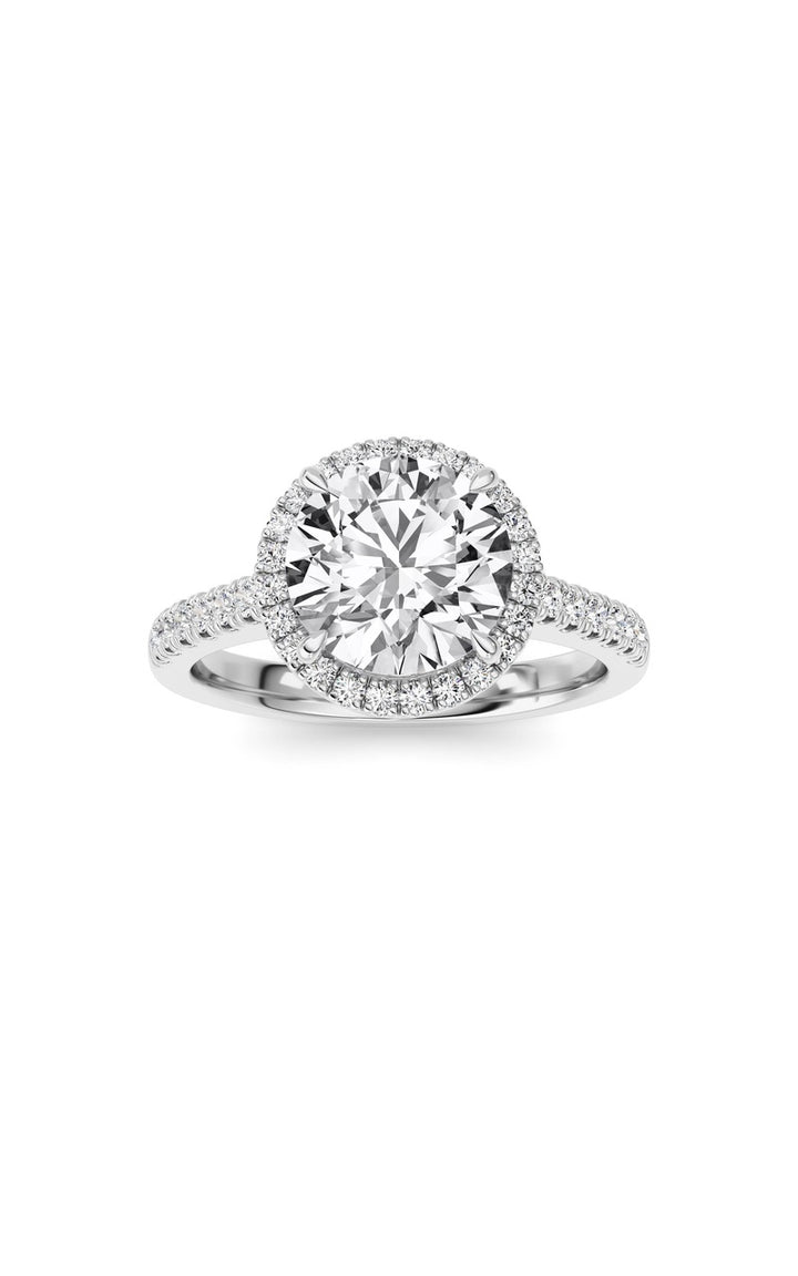 2CTW Round Shaped Lab Grown Diamond (F/VS) Ring in 14K White Gold