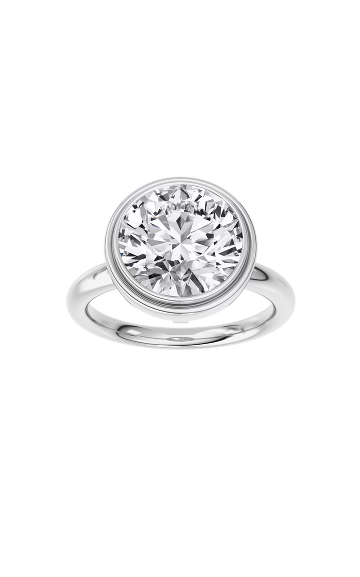 3CTW Round Shaped Lab Grown Diamond (F/VS) Ring in 14K White Gold