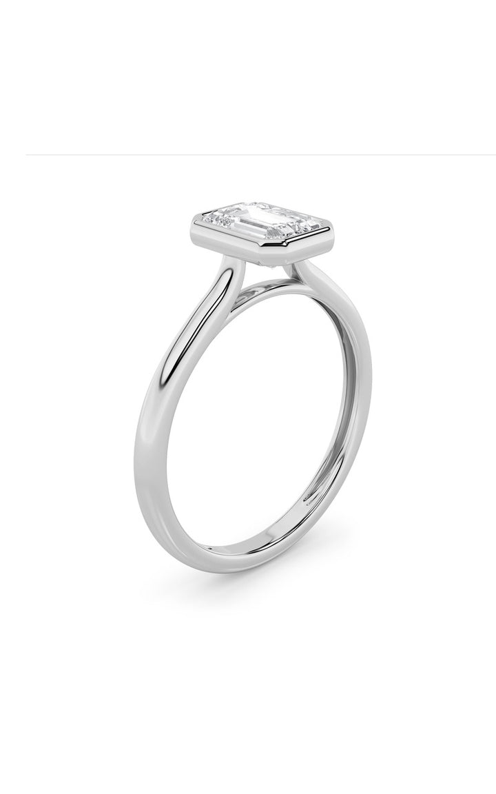 1CTW Emerald Shaped Lab Grown Diamond (F/VS) Ring in 14K White Gold