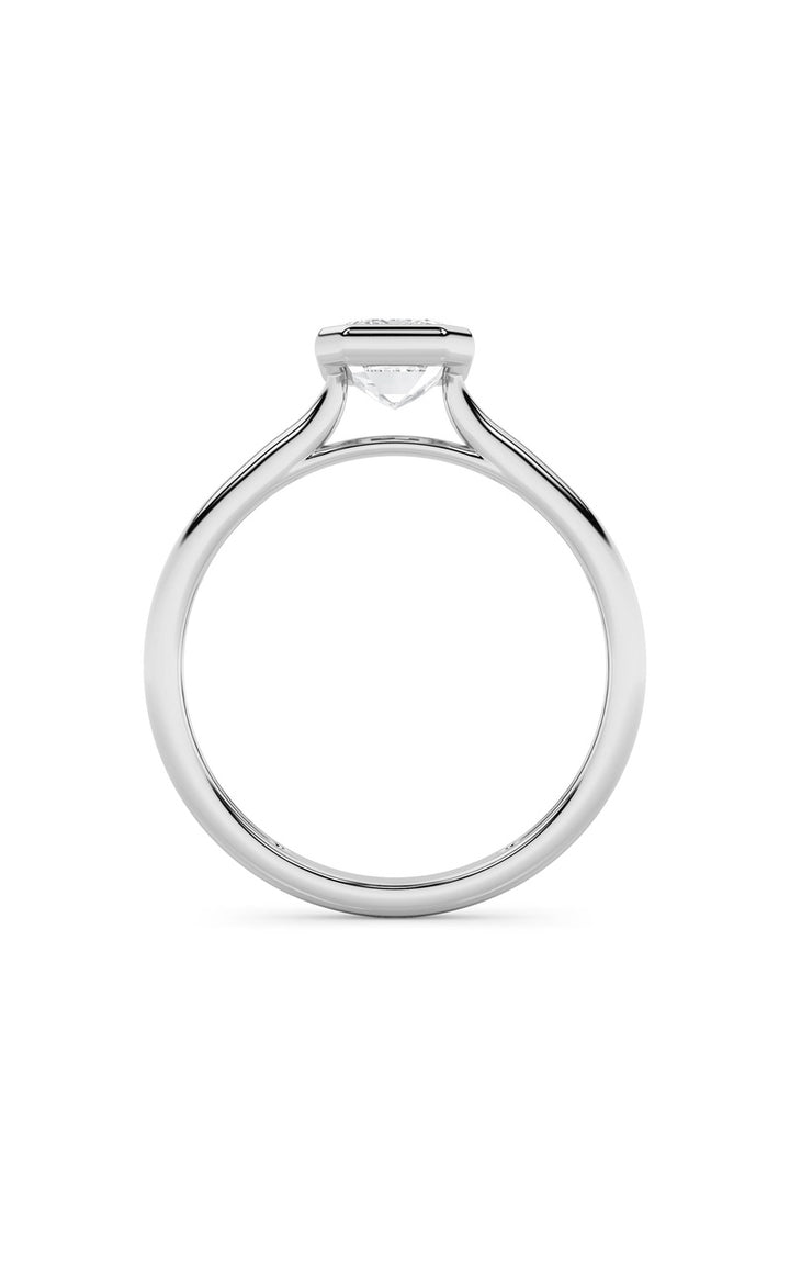 1CTW Emerald Shaped Lab Grown Diamond (F/VS) Ring in 14K White Gold
