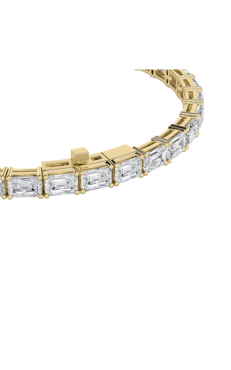 12Cttw Emerald Shaped Lab Grown Diamond (F/VS) Tennis Bracelet in 14K Gold