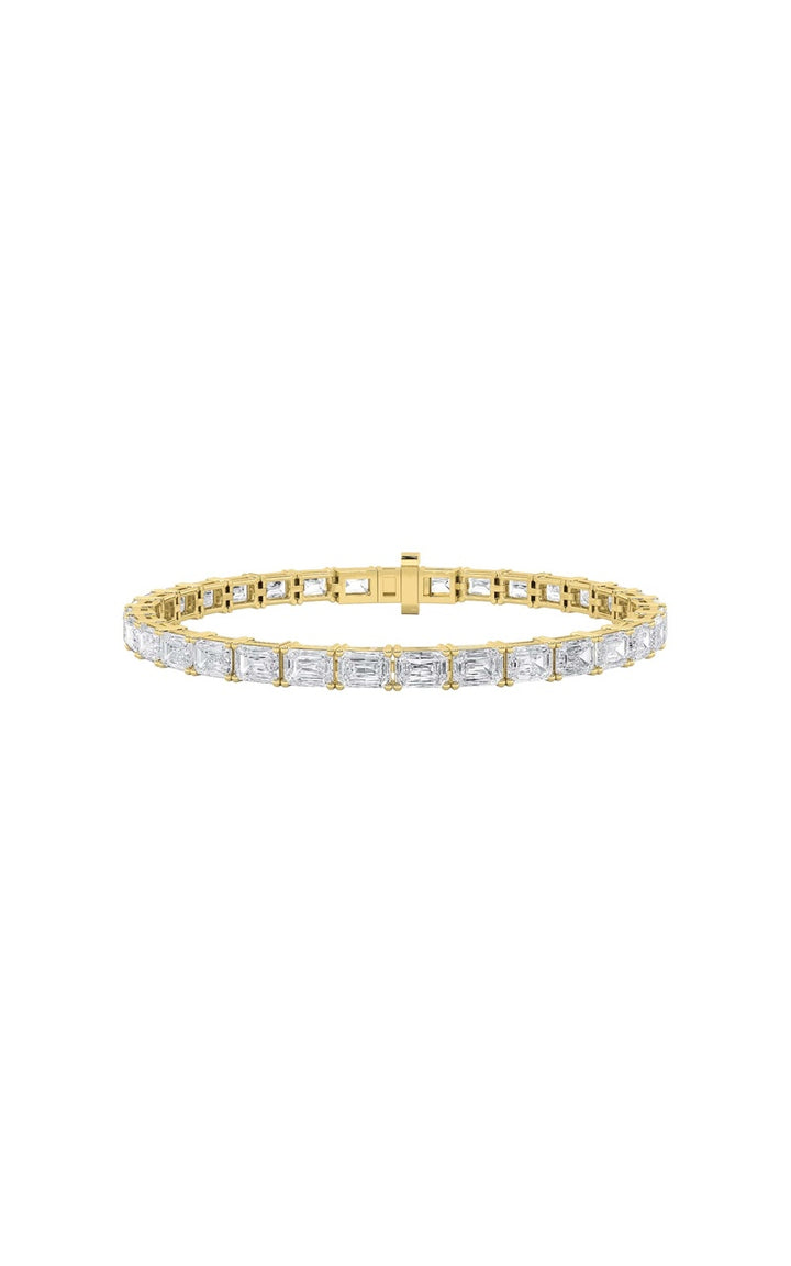 13Cttw Emerald Shaped Lab Grown Diamond (F/VS) Classic Line Bracelet in 14K Gold