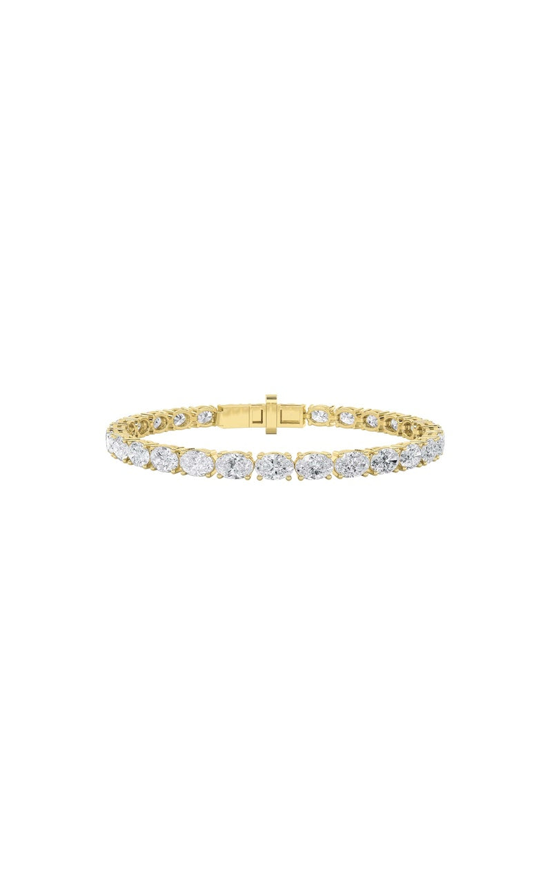 10Cttw Oval Shaped Lab Grown Diamond (G/VS) Tennis Bracelet in 14K Gold