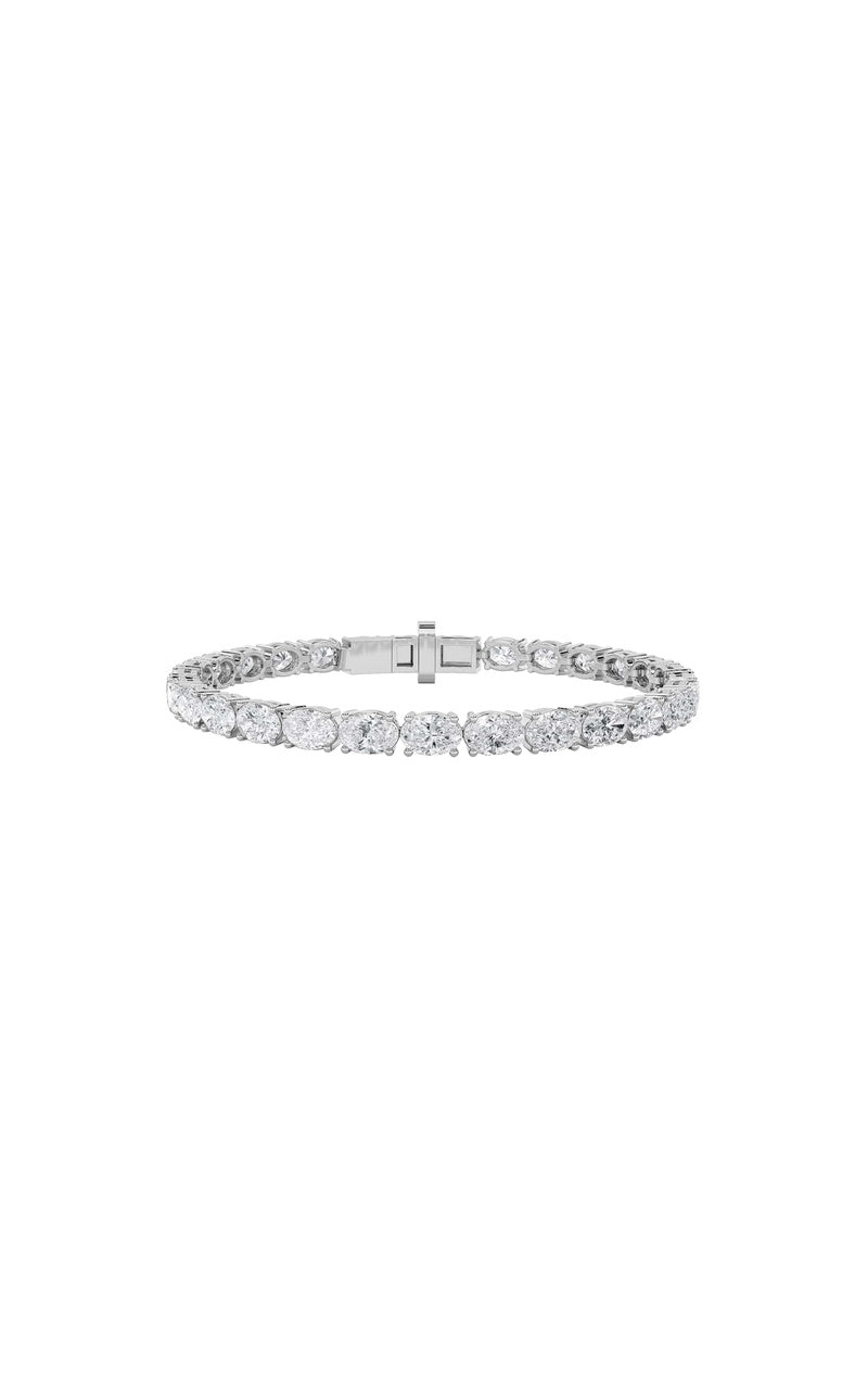 7Cttw Oval Shaped Lab Grown Diamond (F/VS) Tennis Bracelet in 14K Gold
