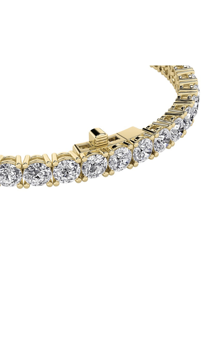 15Cttw Round Shaped Lab Grown Diamond (F/VS) Tennis Bracelet in 14K Gold